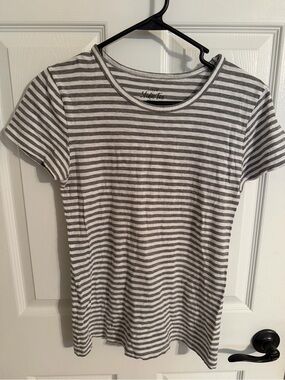 J. Crew Studio Tee Gray & White Striped Short Sleeve Tee
